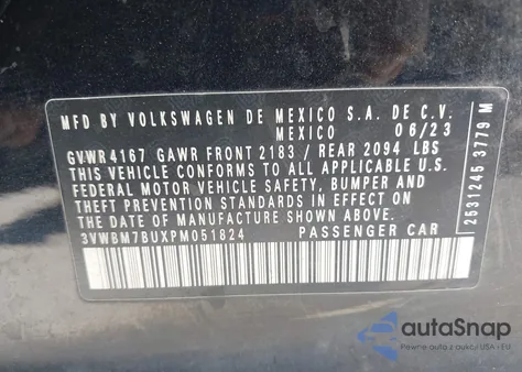 2023 Volkswagen Jetta 1.5T Sport из США, поврежденный, VIN 3VWBM7BUXPM051824